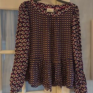 Maeve by Anthropologie- Purple and Yellow Patterned Blouse